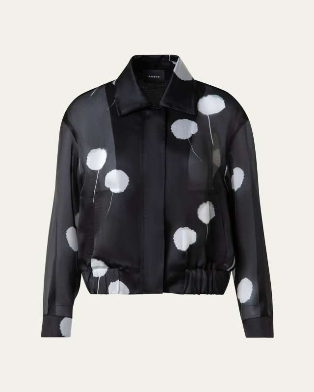 Wanda Windflower-Print Silk Crepe Blouson Jacket